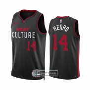 Camiseta Miami Heat Tyler Herro NO 14 Ciudad 2023-24 Negro