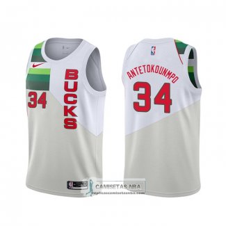 Camiseta Milwaukee Bucks Giannis Antetokounmpo Earned Blanco