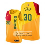 Camiseta Milwaukee Bucks Jon Leuer Amarillo Ciudad