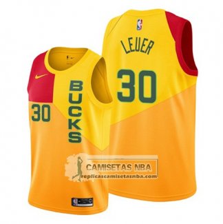 Camiseta Milwaukee Bucks Jon Leuer Amarillo Ciudad