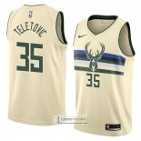 Camiseta Milwaukee Bucks Mirza Teletovic Ciudad 2018 Crema