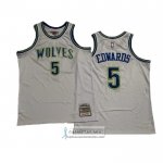 Camiseta Minnesota Timberwolves Anthony Edwards NO 5 Mitchell & Ness 2023-2024 Blanco