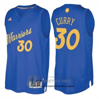 Camiseta Navidad Warriors Curry 2016 Azul