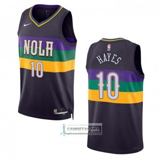 Camiseta New Orleans Pelicans Jaxson Hayes NO 10 Ciudad 2022-23 Violeta