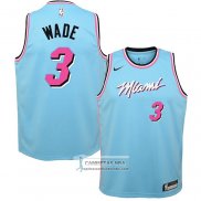 Camiseta Nino Miami Heat Dwyane Wade NO 3 Ciudad Azul