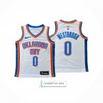 Camiseta Nino Oklahoma City Thunder Russell Westbrook NO 0 Association 2024-25 Blanco