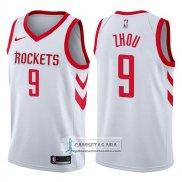 Camiseta Rockets Zhou Qi Swingman Association 2017-18 Blanco