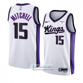 Camiseta Sacramento Kings Davion Mitchell NO 15 Association 2023-24 Blanco