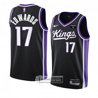 Camiseta Sacramento Kings Kessler Edwards NO 17 Icon 2023-24 Negro