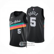 Camiseta San Antonio Spurs Stephon Castle NO 5 Ciudad 2025-26 Negro
