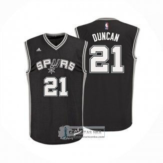 Camiseta San Antonio Spurs Tim Duncan NO 21 Icon Negro