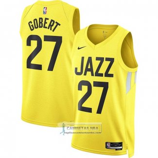 Camiseta Utah Jazz Rudy Gobert NO 27 Icon 2022-23 Amarillo