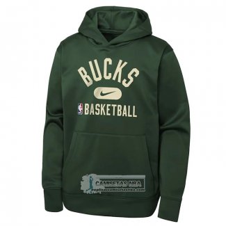 Sudaderas con Capucha Milwaukee Bucks Performance Practice 2021-22 Verde