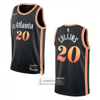 Camiseta Atlanta Hawks John Collins NO 20 Ciudad 2022-23 Negro