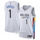 Camiseta Brooklyn Nets Mikal Bridges NO 1 Ciudad 2022-23 Blanco