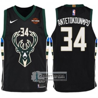 Camiseta Bucks Giannis Antetokounmpo 2017-18 Negro