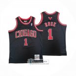 Camiseta Chicago Bulls Derrick Rose NO 1 Mitchell & Ness 2008-09 Negro