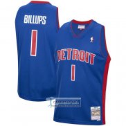 Camiseta Detroit Pistons Chauncey Billups NO 1 Mitchell & Ness 2003-04 Azul