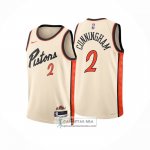 Camiseta Detroit Pistons Jared Cunningham NO 2 Ciudad 2024-25 Amarillo