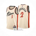 Camiseta Detroit Pistons Jared Cunningham NO 2 Ciudad 2024-25 Amarillo