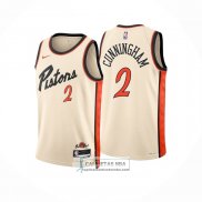 Camiseta Detroit Pistons Jared Cunningham NO 2 Ciudad 2024-25 Amarillo