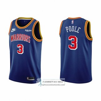 Camiseta Golden State Warriors Jordan Poole NO 3 75th Anniversary Azul