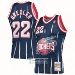 Camiseta Houston Rockets Clyde Drexler NO 22 Mitchell & Ness 1996-97 Azul