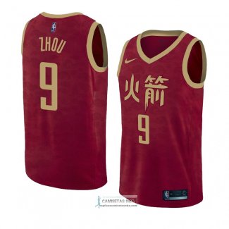 Camiseta Houston Rockets Zhou Qi Ciudad 2018-19 Rojo