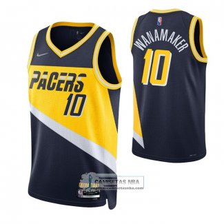 Camiseta Indiana Pacers Brad Wanamaker NO 10 Ciudad 2021-22 Azul