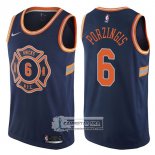 Camiseta Knicks Kristaps Porzingis Ciudad 2017-18 Azul