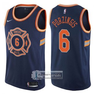 Camiseta Knicks Kristaps Porzingis Ciudad 2017-18 Azul