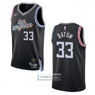 Camiseta Los Angeles Clippers Nicolas Batum NO 33 Ciudad 2022-23 Negro