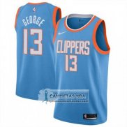 Camiseta Los Angeles Clippers Paul George Ciudad 2019 Azul