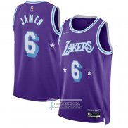 Camiseta Los Angeles Lakers LeBron James NO 6 Ciudad Edition 2021-22 Violeta