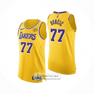 Camiseta Los Angeles Lakers Luka Doncic NO 77 Icon Authentic 2025-26 Amarillo