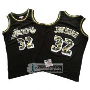 Camiseta Los Angeles Lakers Magic Johnson Camuflaje Negro