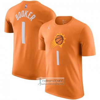 Camiseta Manga Corta Phoenix Suns Devin Booker Statement Naranja