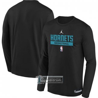 Camiseta Manga Larga Charlotte Hornets Practice Performance 2022-23 Negro