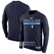 Camiseta Manga Larga Memphis Grizzlies Practice Performance 2022-23 Azul