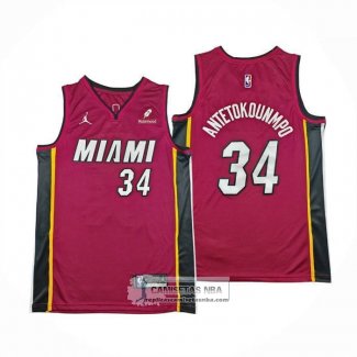 Camiseta Miami Heat Giannis Antetokounmpo NO 34 Statement Rojo