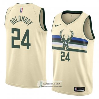 Camiseta Milwaukee Bucks Joel Bolomboy Ciudad 2018 Crema