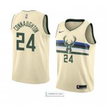 Camiseta Milwaukee Bucks Pat Connaughton Ciudad 2018 Crema
