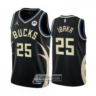 Camiseta Milwaukee Bucks Serge Ibaka NO 25 Statement 2022-23 Negro