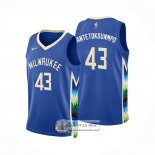 Camiseta Milwaukee Bucks Thanasis Antetokounmpo NO 43 Ciudad 2022-23 Azul