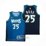 Camiseta Minnesota Timberwolves Derrick Rose NO 25 Ciudad 2021-22 Azul