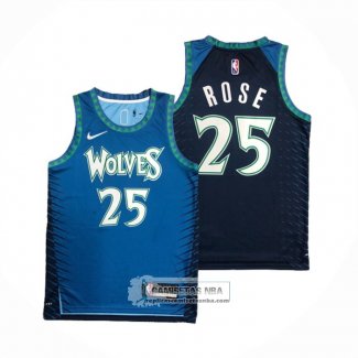 Camiseta Minnesota Timberwolves Derrick Rose NO 25 Ciudad 2021-22 Azul