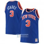 Camiseta New York Knicks John Starks NO 3 Mitchell & Ness Hardwood Classics Azul
