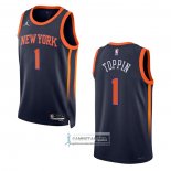 Camiseta New York Knicks Obi Toppin NO 1 Statement 2022-23 Negro