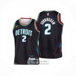 Camiseta Nino Detroit Pistons Cade Cunningham NO 2 Ciudad 2025-26 Negro