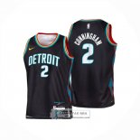 Camiseta Nino Detroit Pistons Cade Cunningham NO 2 Ciudad 2025-26 Negro